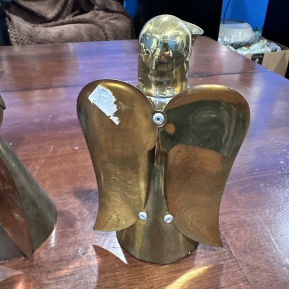 Winged Angel Candlesticks Taper Candle Holders Brass & Copper Set of 2 -6" & 7" - Picture 7 of 9